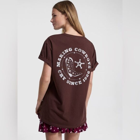 NWOT Victoria's Secret PINK Campus Cotton Tee Size Medium - Picture 1 of 9